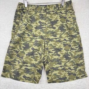 NordicTrack Mens Camo Cargo Shorts Green Recycled Nylon Size 32 Hiking Outdoor